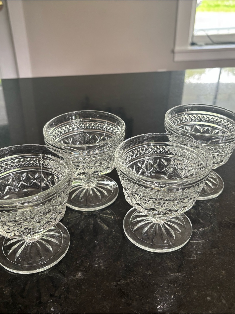 Clear Pressed Glass Dessert Bowls - Set of 4